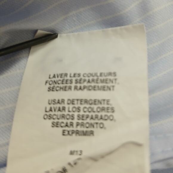 Tommy Hilfiger LS blue and white stripe button-up shirt 100% cotton 16 32/33 - Picture 12 of 14